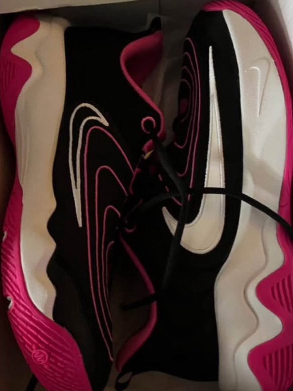 Nike Women's Black and Pink Athletic Sneakers - Picture 2 of 3
